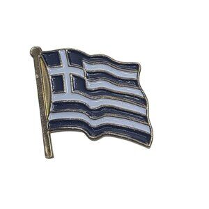 Greece National Flag Lapel Hat Tie Pin Metal Enamel Waving Shape Greek Country